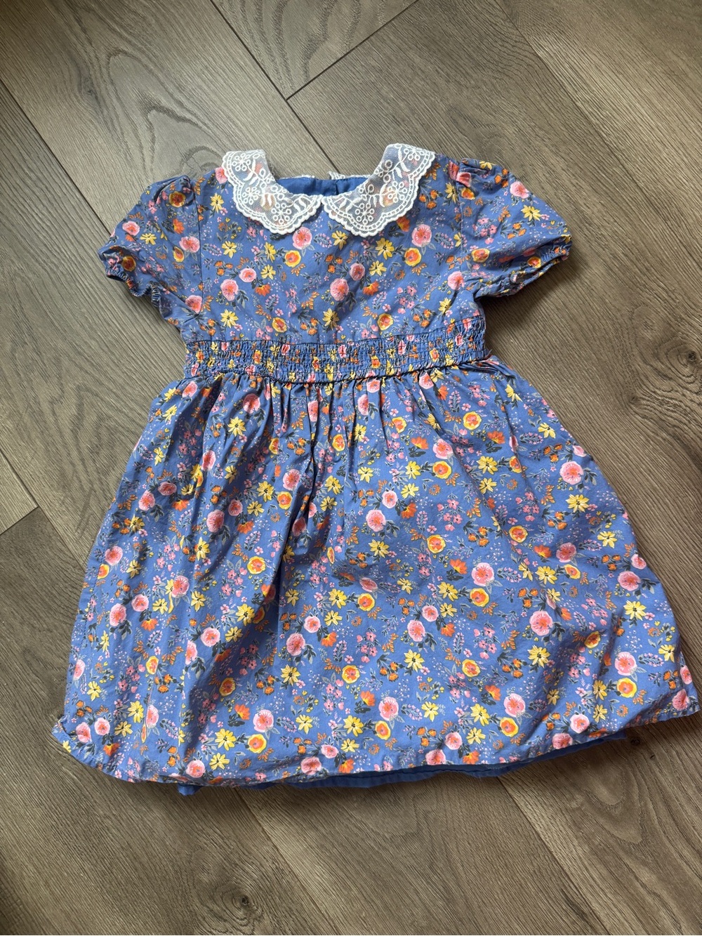 The Prairie by Rachel Ashwell Girls Dress Size 4 Blue Floral Lace Collar Cottage
